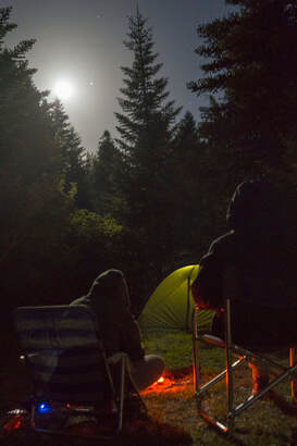 night shot, moon, camping, live your myth