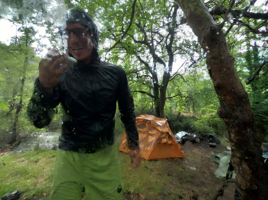 camping in the rain with waterproof tent, the north face
